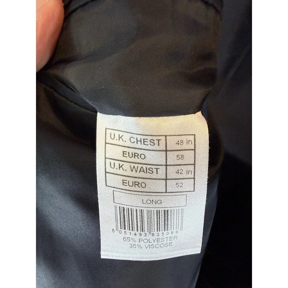 Alex Alexandre London Men’s Suit Coat 48 Long Black Coat Made In Egypt